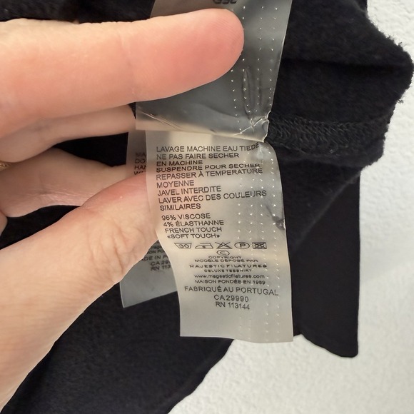 Majestic Filatures Deluxe Fleece Hoodie Size 1 Black French Soft Touch Cozy - Picture 3 of 5